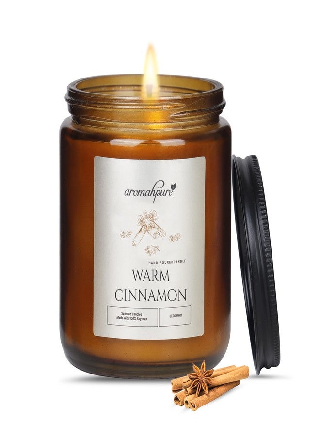 Aromahpure Premium Black Screw Jar Candle | Cinnamon Scented Candle | 100% Soy Wax, Smokeless Candle | Pack of 1 | Long Lasting Aroma Candles| Scented Candles for Home Decor, IFRA Certified - Image 1